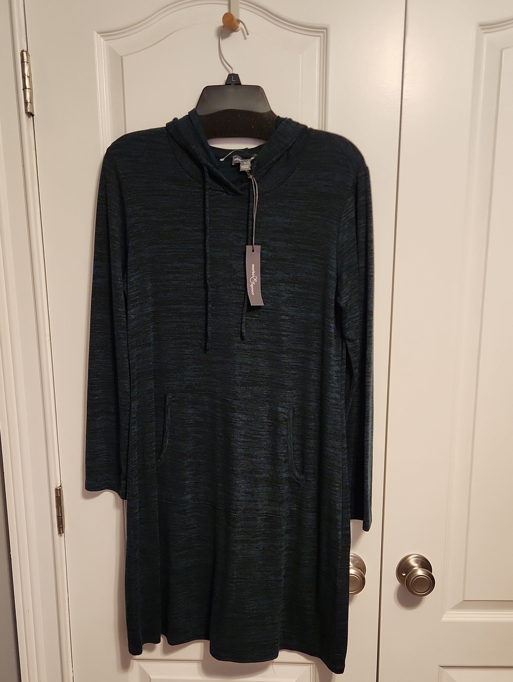 Market & Spruce Teal and Black Knit Hooded Dress